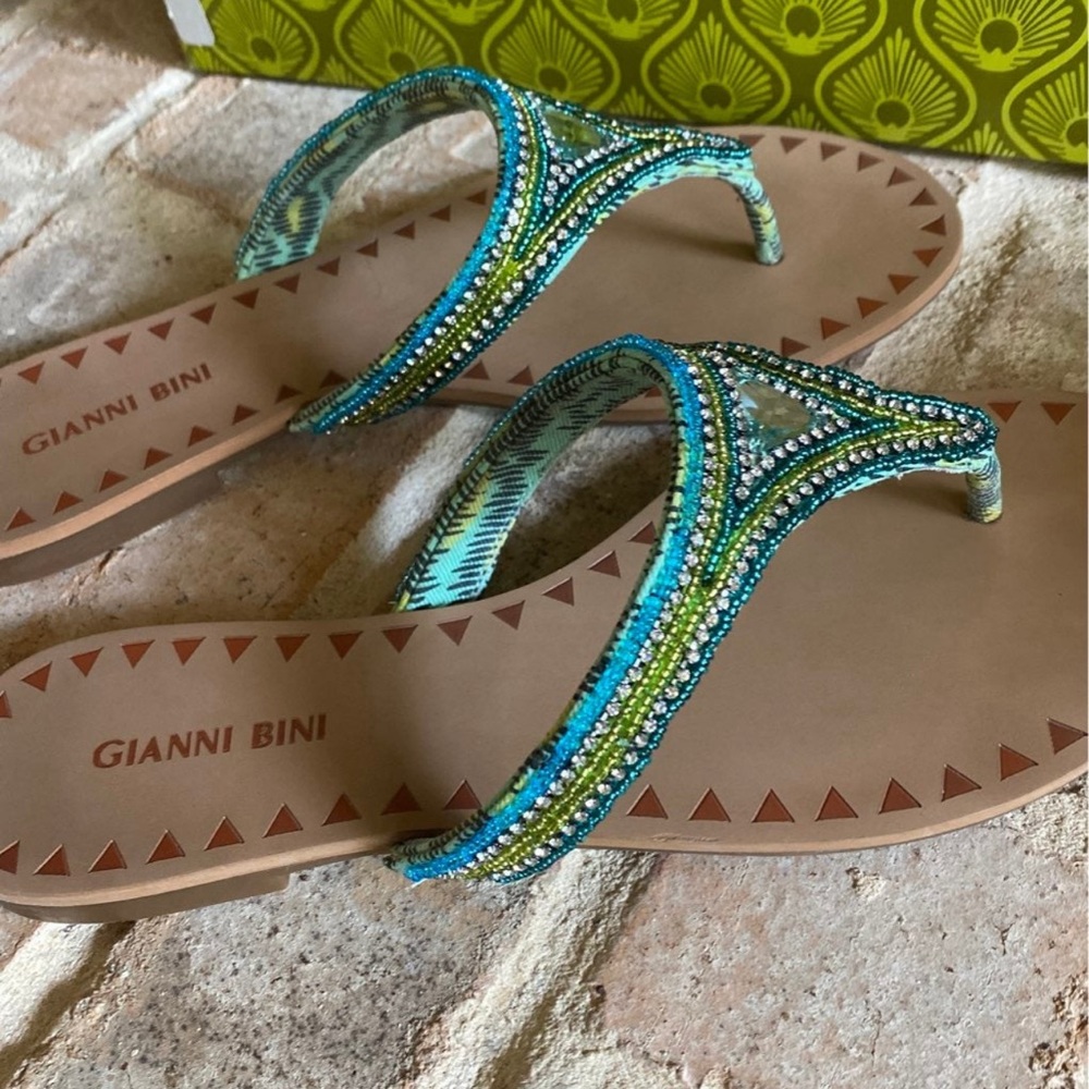 Gianni Bini Oliveira 7 women’s Beaded Crystal Sandals - Blue and Green - Picture 6 of 7